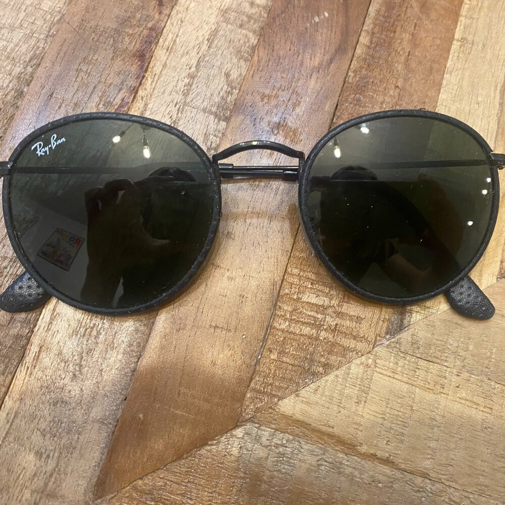 Custom Ray-Ban Leather Round Sunglasses